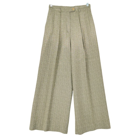 Escada Pants - Vtg Escada Margaretha Ley Pant 26/27 Women Gold Metallic Wide Leg Pleats Germany